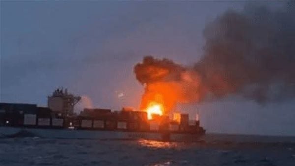 بلاغ استغاثة لـ وزارة البترول عن حريق بسفينة حاويات تابعة لشركة “إم.إس.سي” بغارب
